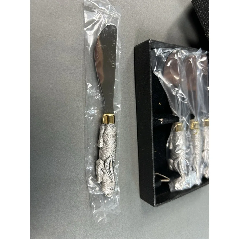 Arthur Court Rabbit Spreader Set of 4 Stainless Steel Cheese Butter Spreaders